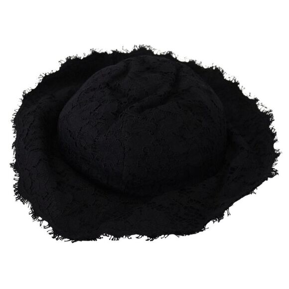 Dolce & Gabbana Black Cotton Wide Brim Bucket Hat